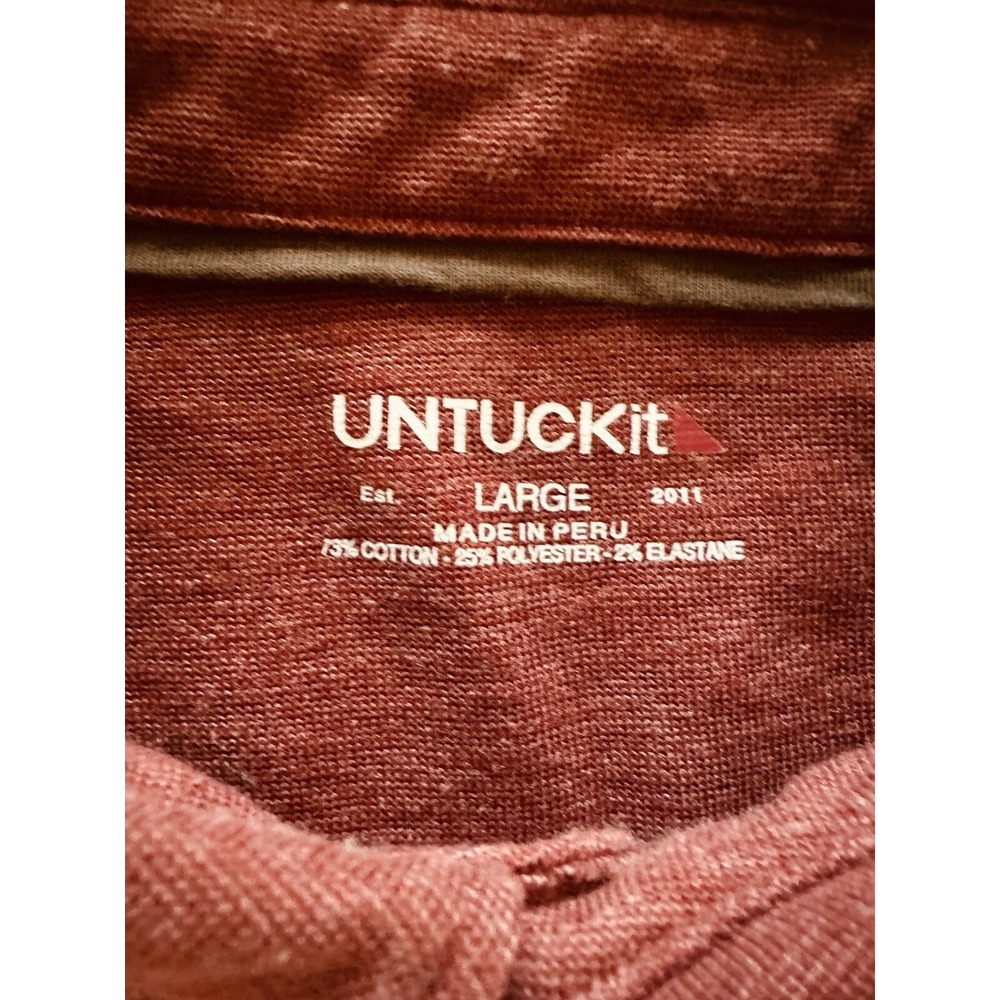 UNTUCKIT Sweater Mens Maroon Matthieu Pullover Henley Fleece Large - Picture 4 of 11